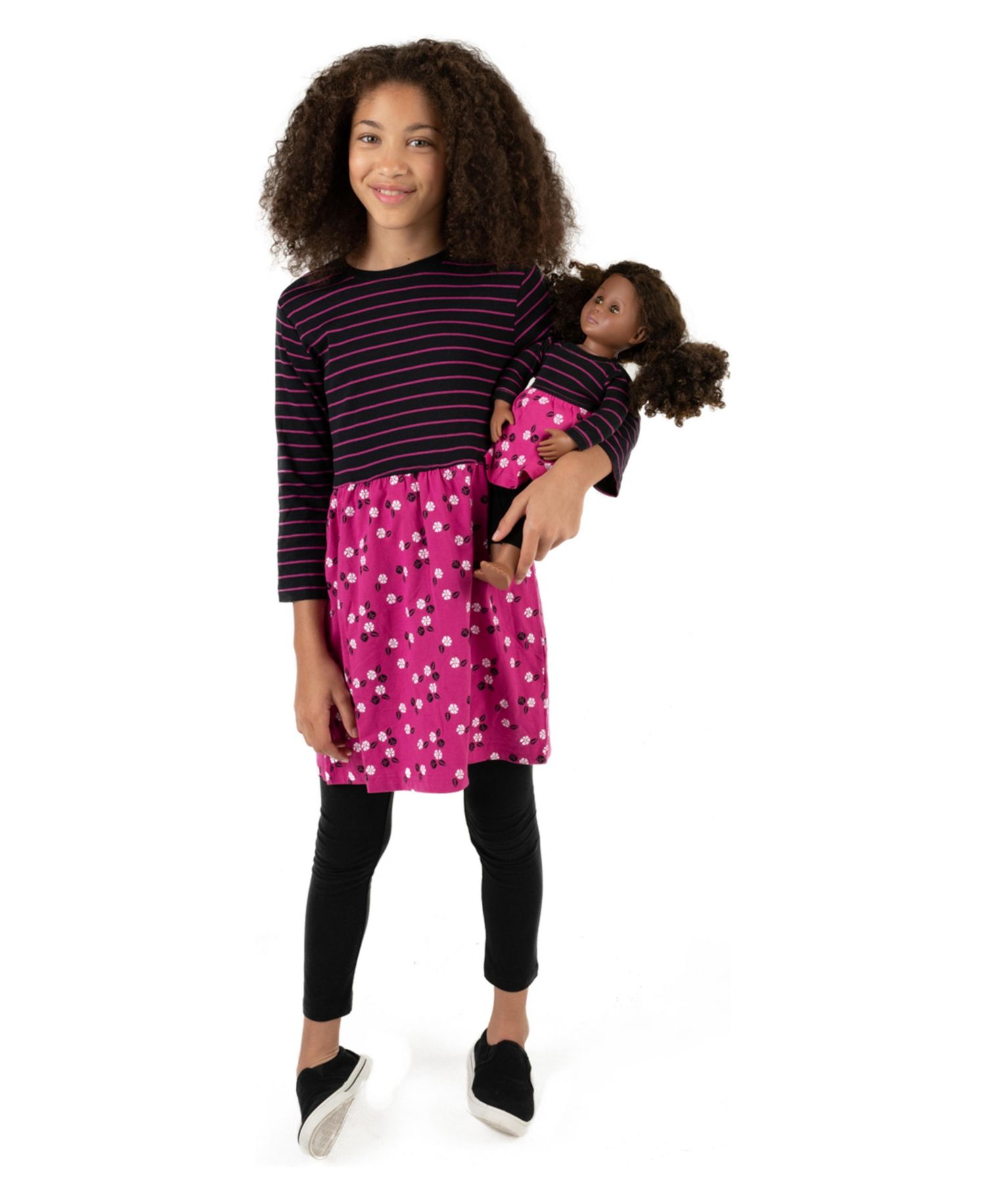 Toddler Girls Matching Doll 100% Cotton Long Sleeve Skirt Dress