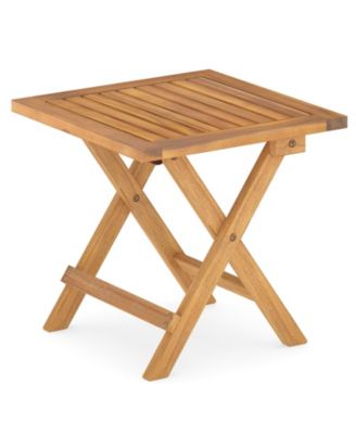 Outdoor Folding Side Table Acacia Wood End Table Square Patio Bistro Table
