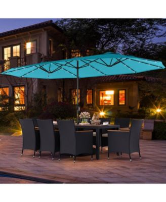 11 PCS Patio Dining Set w/ 15ft Double-Sided Patio Umbrella (Base Included)