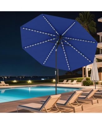10 FT Solar Patio Umbrella w/96 Multi-colored LED Lights & 9 Modes Vented Top