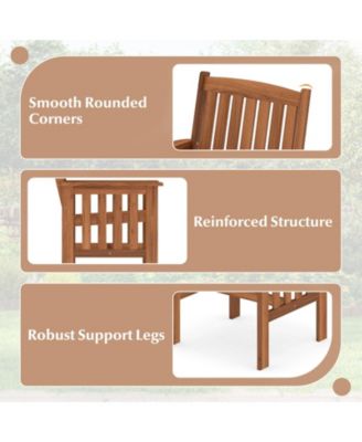 Patio Dining Chairs Set of 4 w/Slatted Backrest Seat for Balcony Poolside Porch