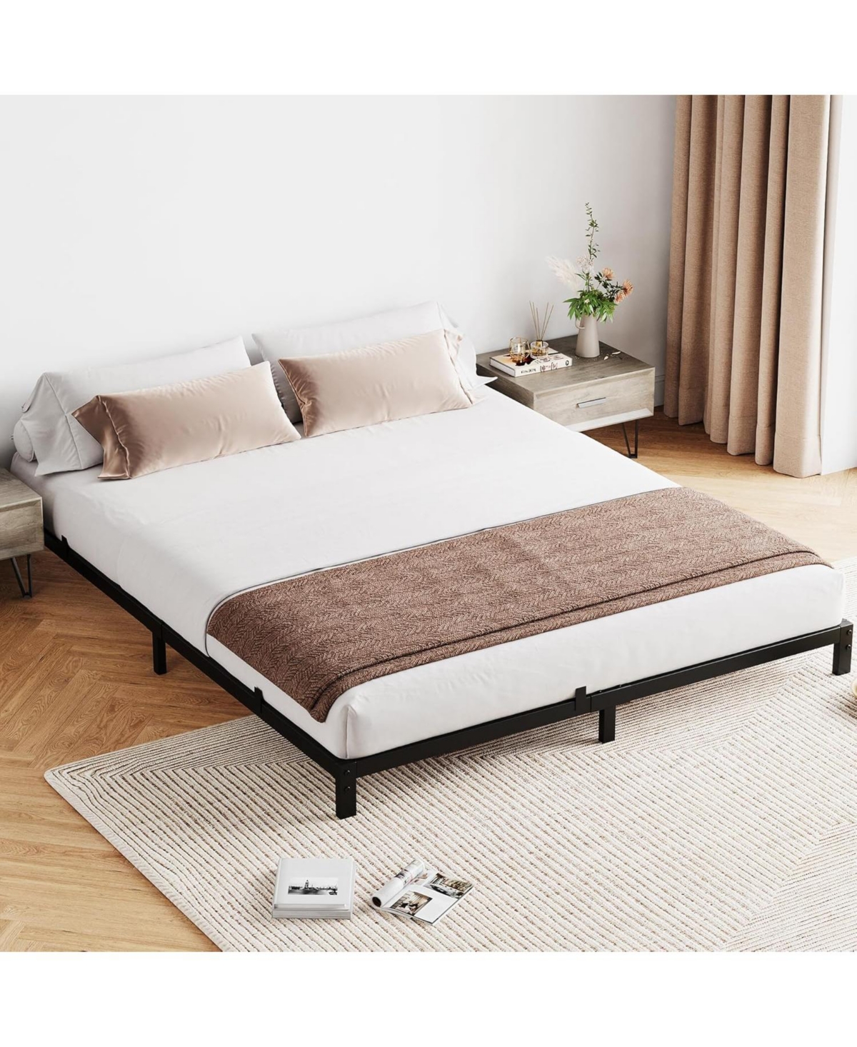 gaomon 8 Inch Bed Frame, Low Profile Full Metal Platform Bed Frame Support Mattress Foundation, Noise Free
