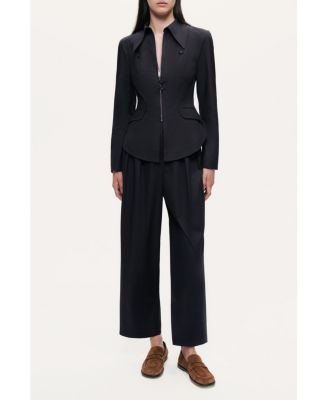 Women's Pleated Tapered Crop Trousers