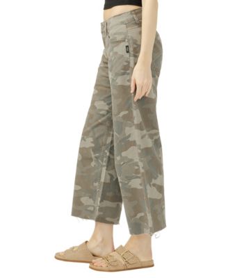 Women's Suki Mid-Rise Cropped Wide-Leg Camo Jeans