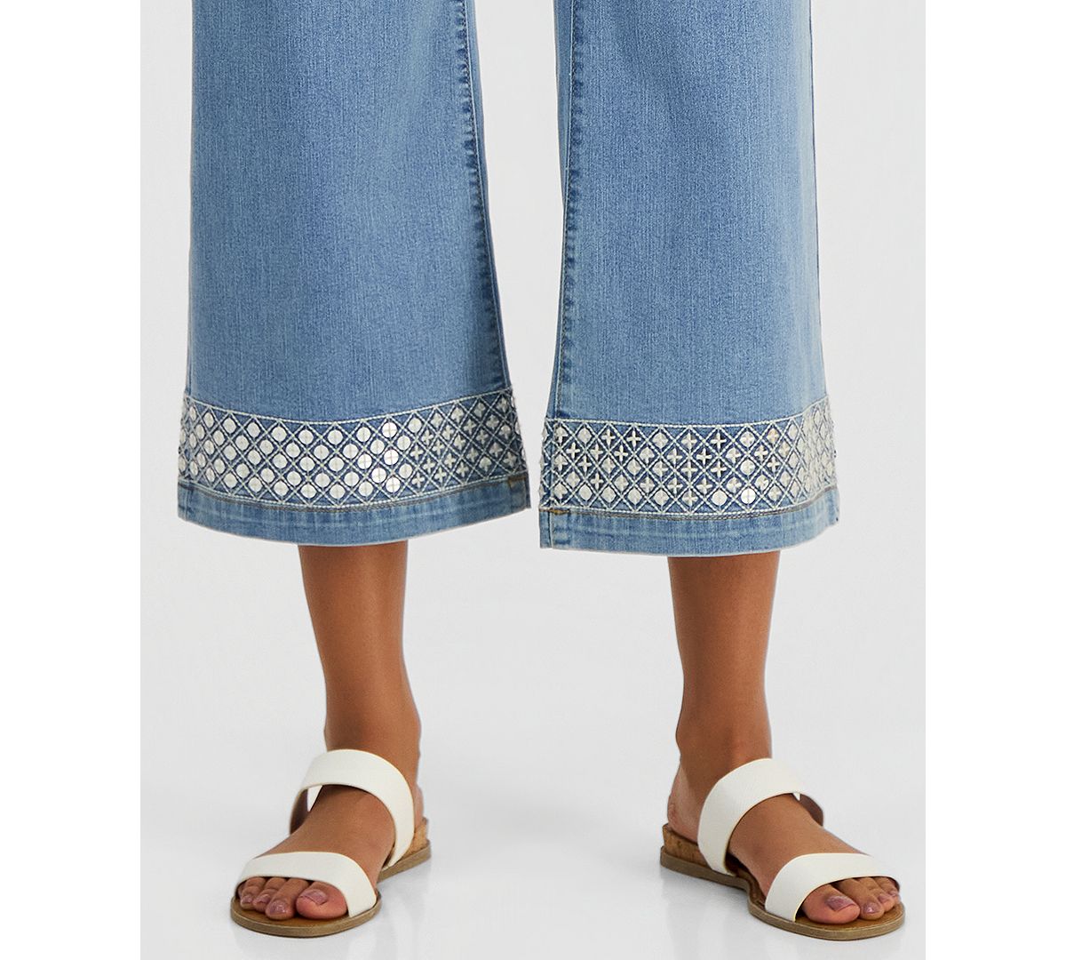 Style & Co Women's Sequined Pull-On High-Rise Cropped Wide Leg Jeans, Macy's Exclusive view 6 — MAYCSS fashion products