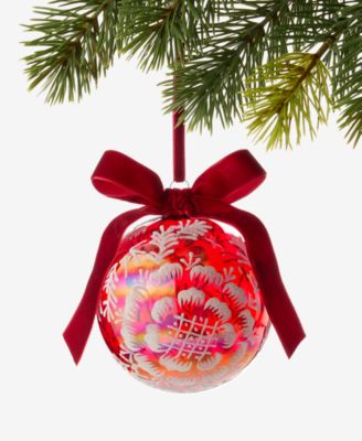 Holiday Toile Floral Pattern Ball Ornament