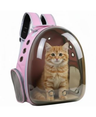 Breathable Transparent Pet Carrier Bag for Cats & Small Dogs – Portable Space Capsule with Zipper, Pink, Ideal for Travel & Outdoor Adventures