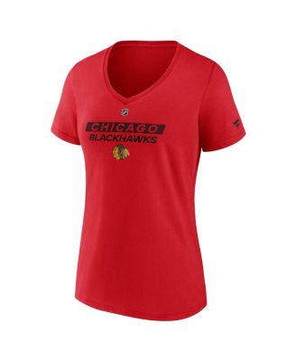Women's Red Chicago Blackhawks Authentic Pro Core Primary V-Neck T-Shirt