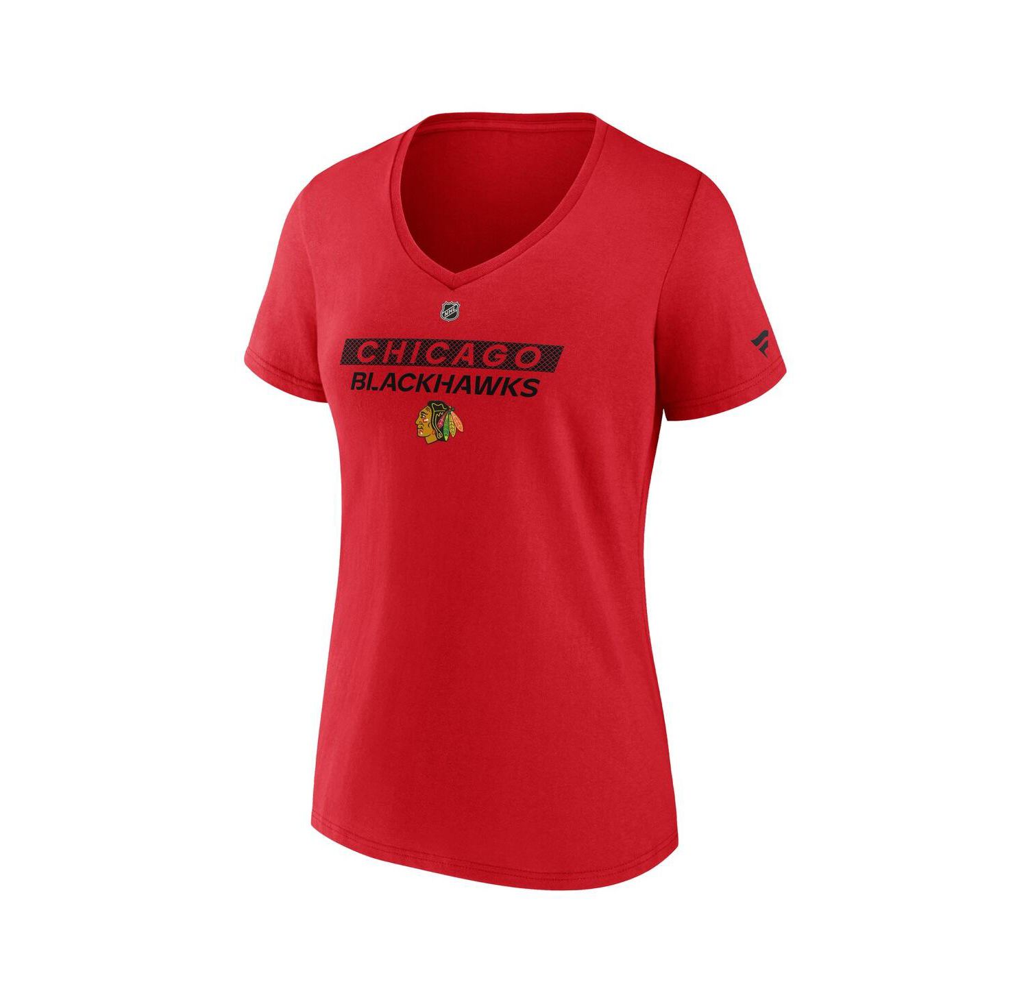 Women's Red Chicago Blackhawks Authentic Pro Core Primary V-Neck T-Shirt