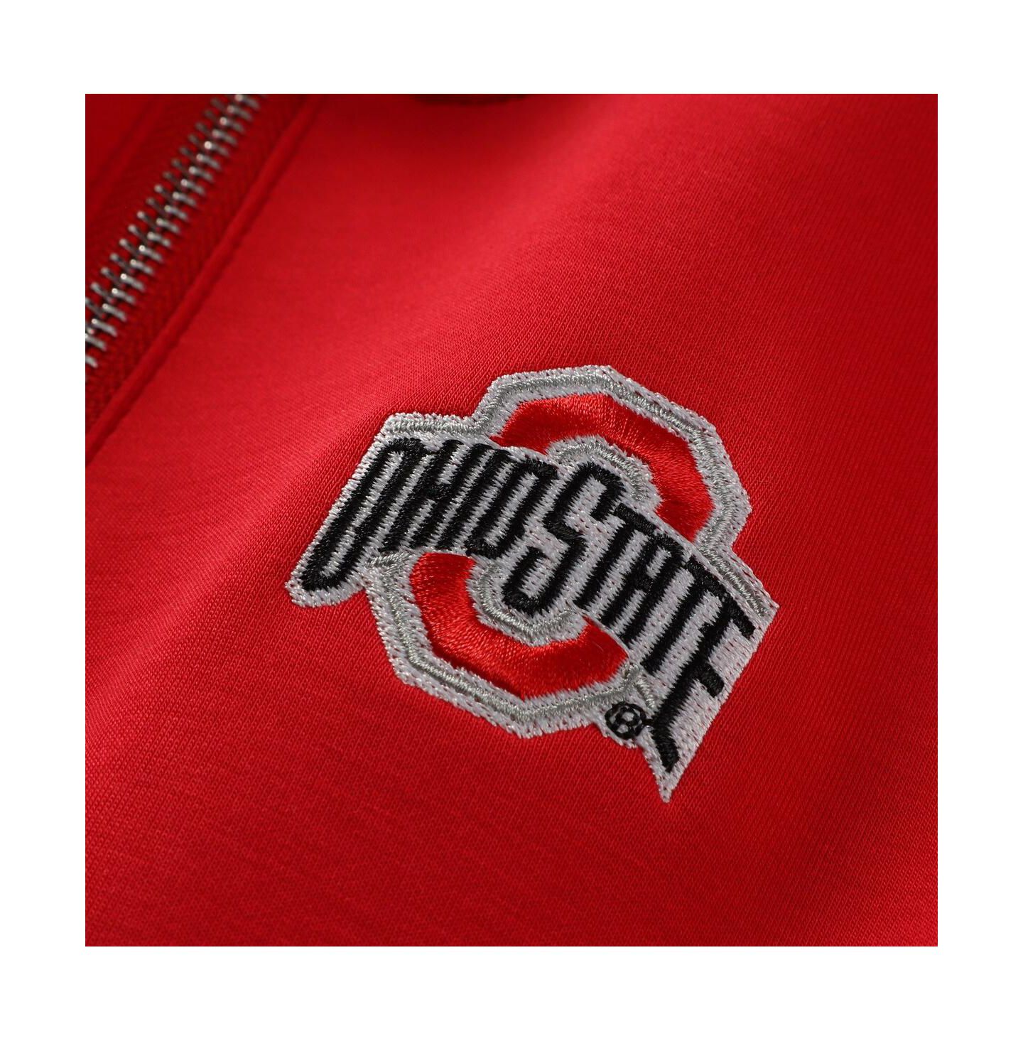 Женский топ ZooZatz Scarlet Ohio State Buckeyes Tri-Blend Quarter-Zip Flowy — фото 4