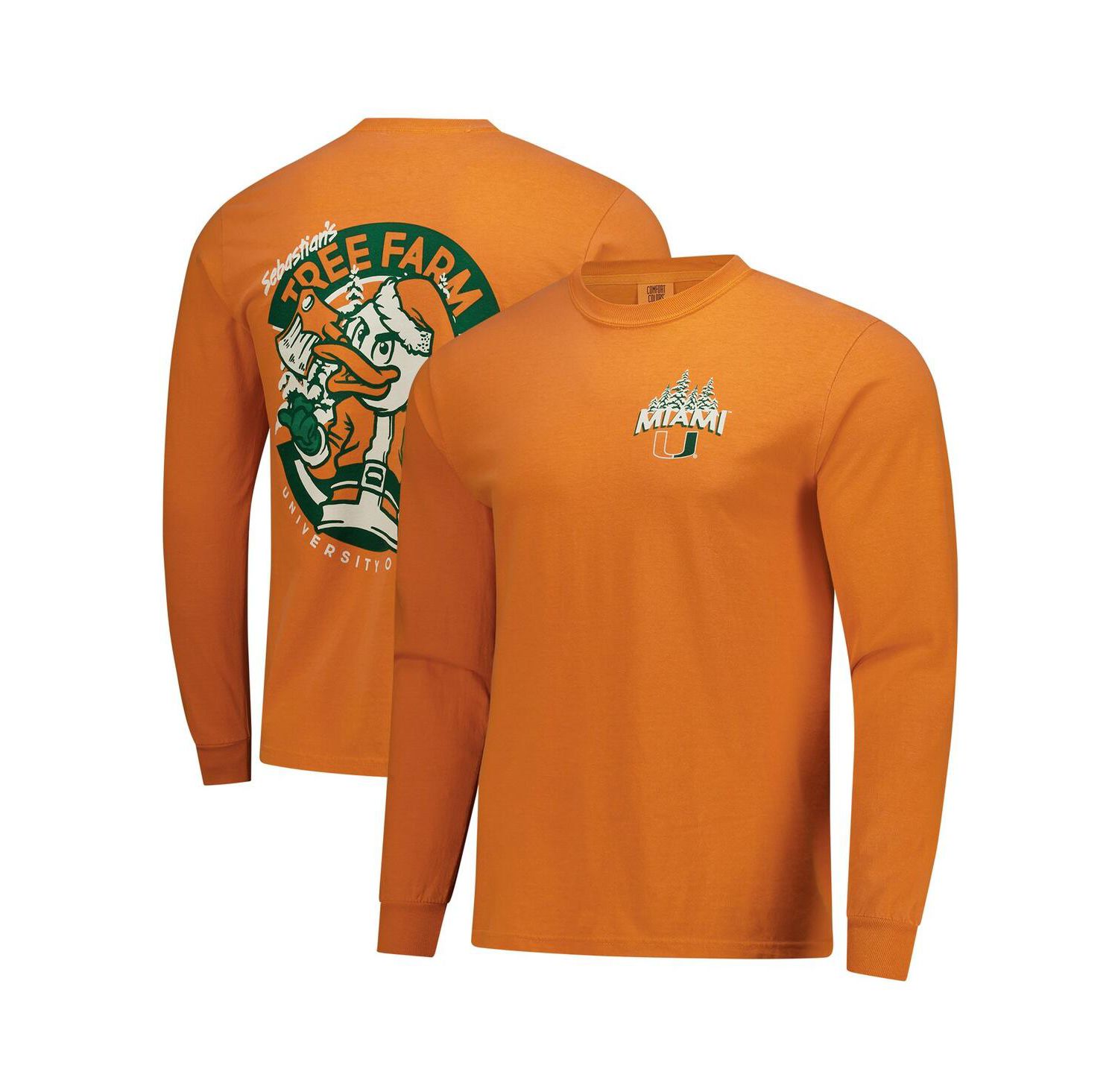 Men's Orange Miami Hurricanes Tree Farm Comfort Colors Long-Sleeve T-Shirt