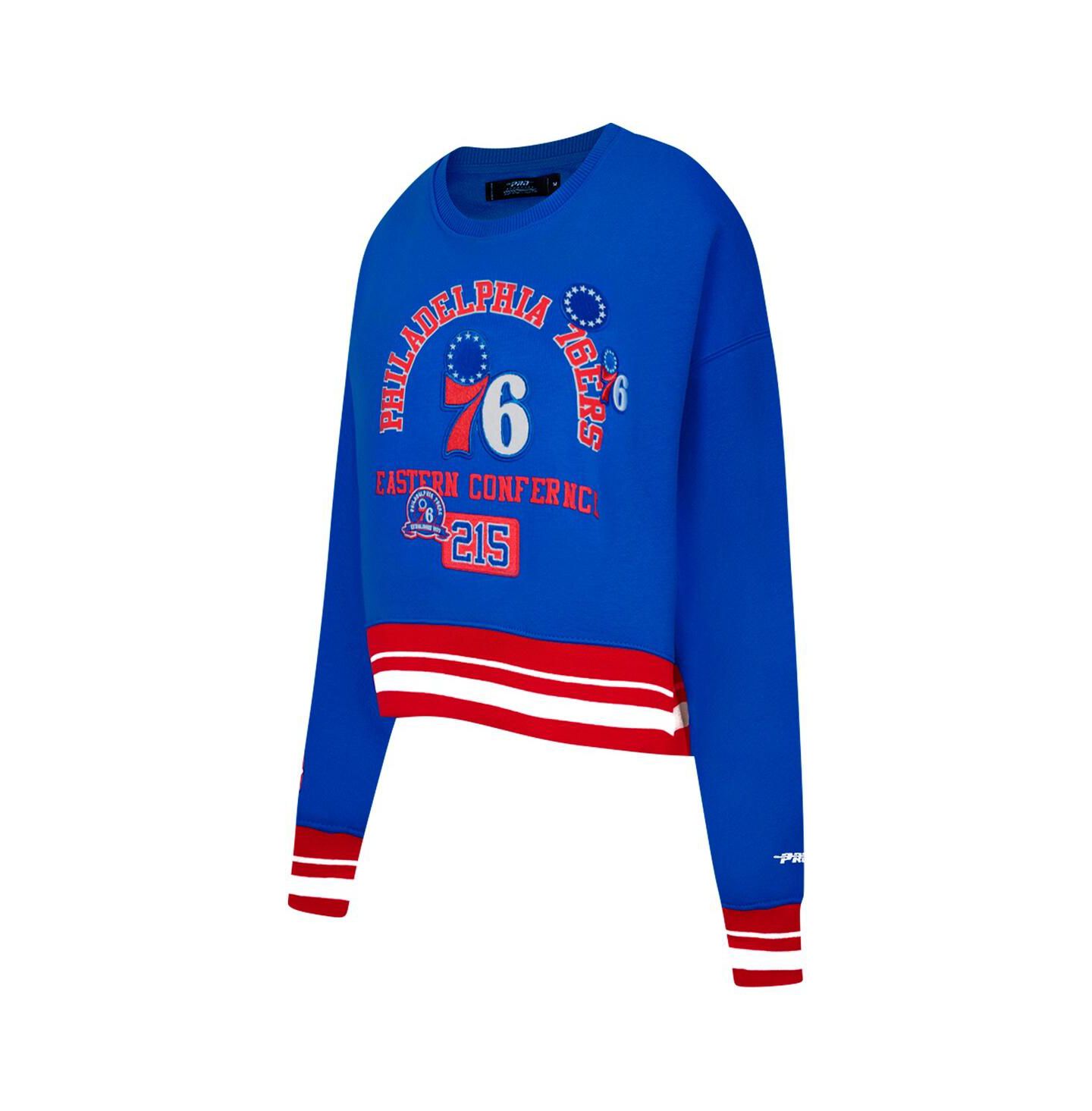 Женский свитшот Pro Standard Royal Philadelphia 76ers Area Code Cropped Pullover — фото 2