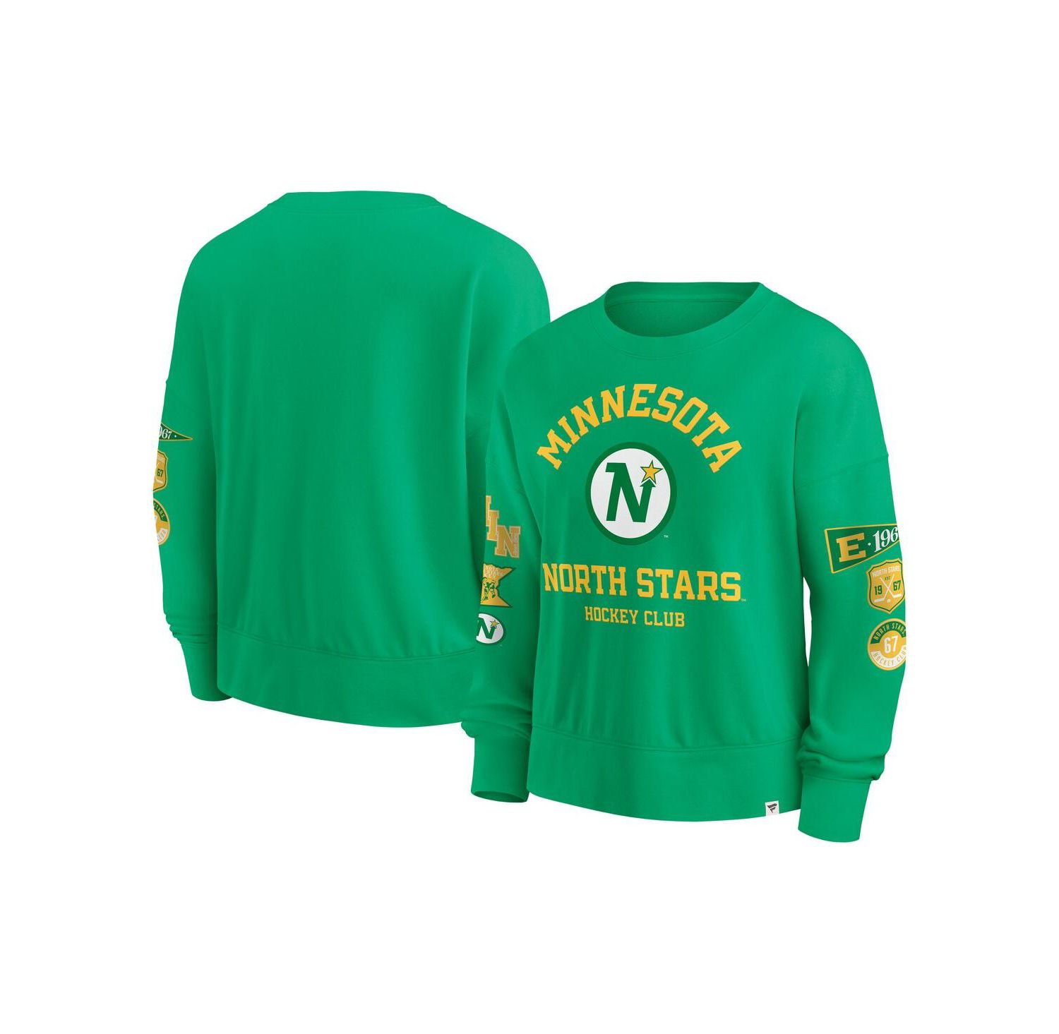 Women's Kelly Green Minnesota North Stars Oversized Vintage Go Team Pullover Sweatshirt