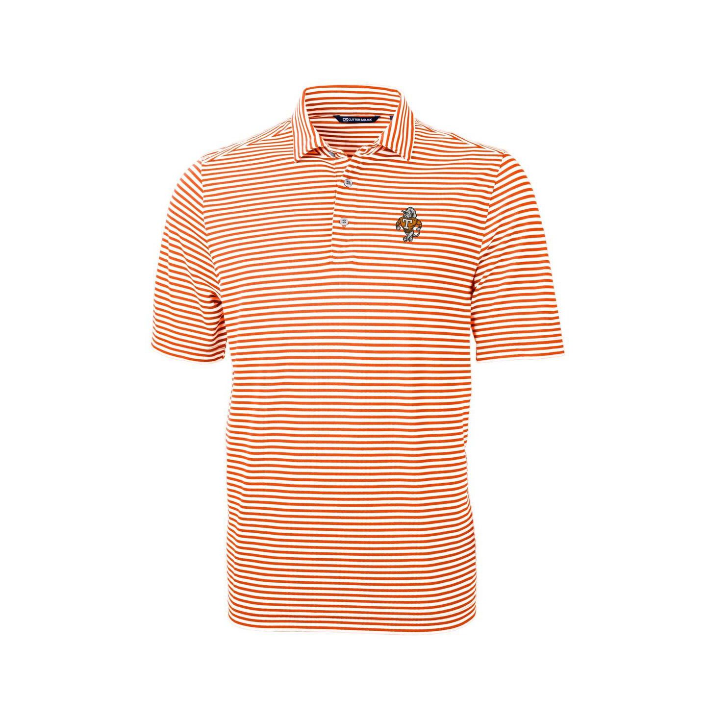 Мужское поло Cutter & Buck Orange Tennessee Volunteers Vault DryTec Virtue Eco Pique Stripe Polo Shirt — фото 2
