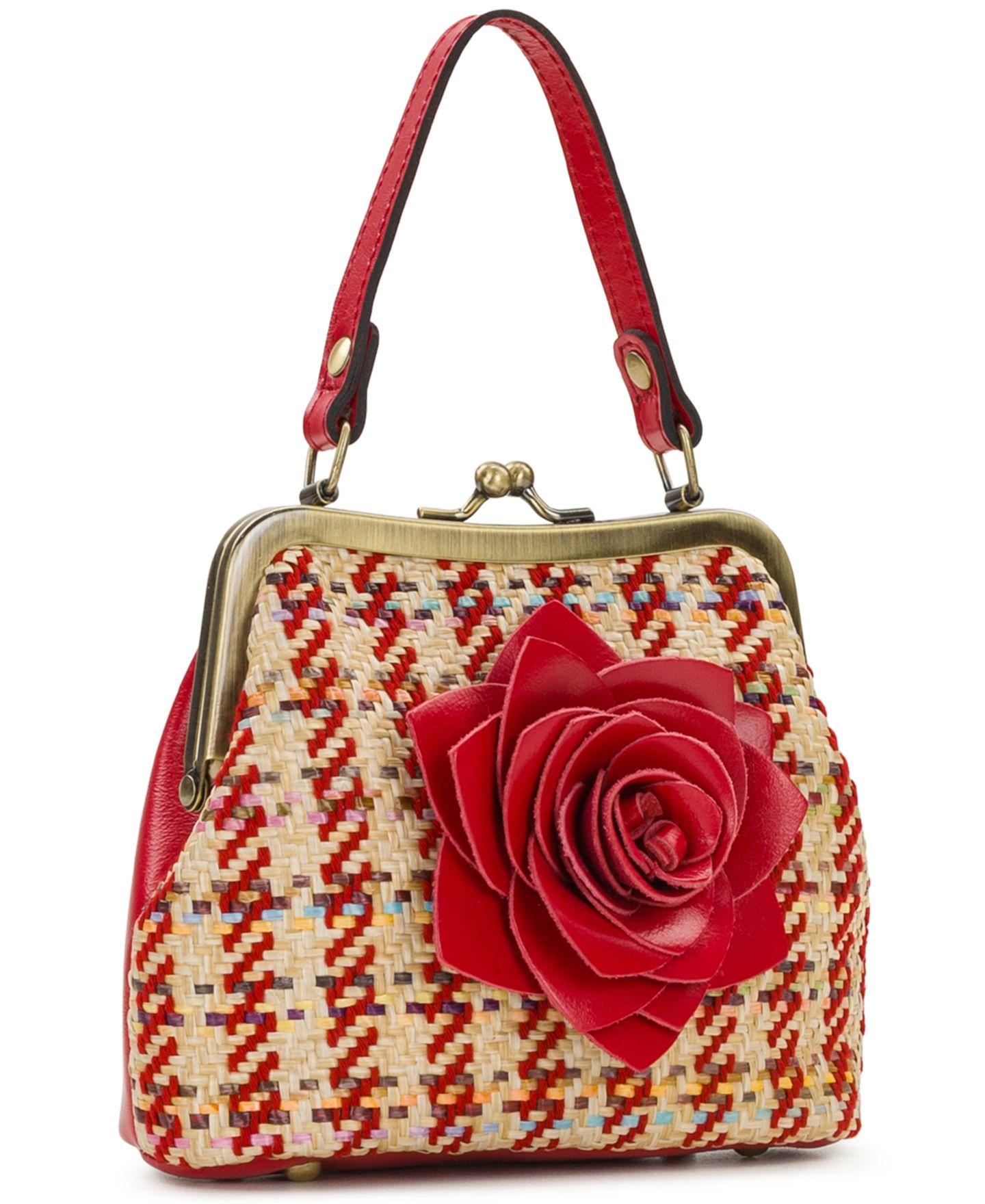 Женская сумка Patricia Nash Laureana Mini Raffia Kisslock Frame Crossbody, цвет: Клубничный — фото 3