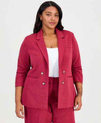 Plus Size Faux Double-Breasted Jacket