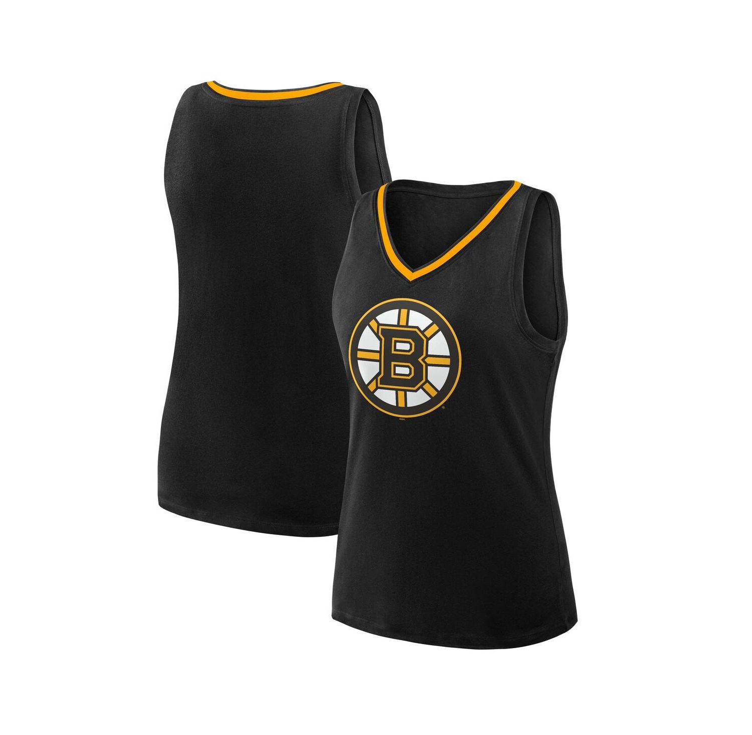 Women's Black Boston Bruins Stellar Win V-Neck Tank Top