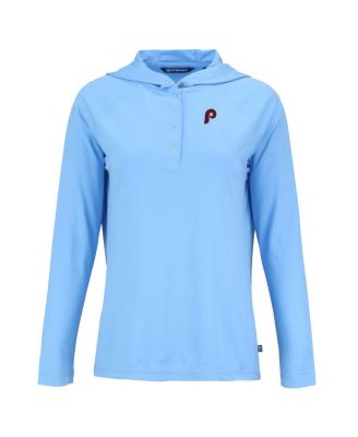 Women's Powder Blue Philadelphia Phillies Cooperstown Collection Coastline Epic Comfort Eco Hoodie Raglan Long Sleeve T-Shirt