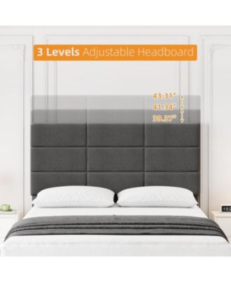 Upholstered Twin Bed Frame with Adjustable Headboard, Linen Upholstered Platform Bed, No Box Spring Needed, 700Lbs Strong Metal Support