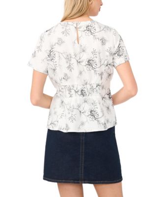 Women's Short-Sleeve Pleated-Waist Blouse