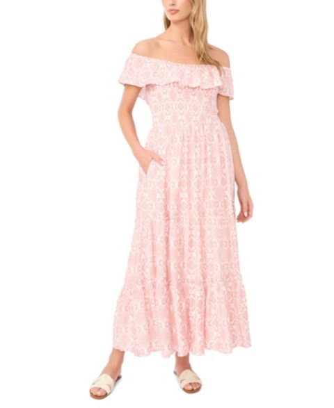 Женское платье Vince Camuto Off-The-Shoulder Ruffle Tier, цвет: Розовый