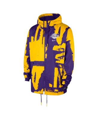 Men's and Women's Purple Los Angeles Lakers Courtside Club Premium Woven Full-Zip Hooded Jacket