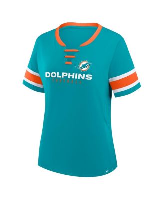 Women's Aqua Miami Dolphins Redzone Draw Play Athena Lace-Up T-Shirt