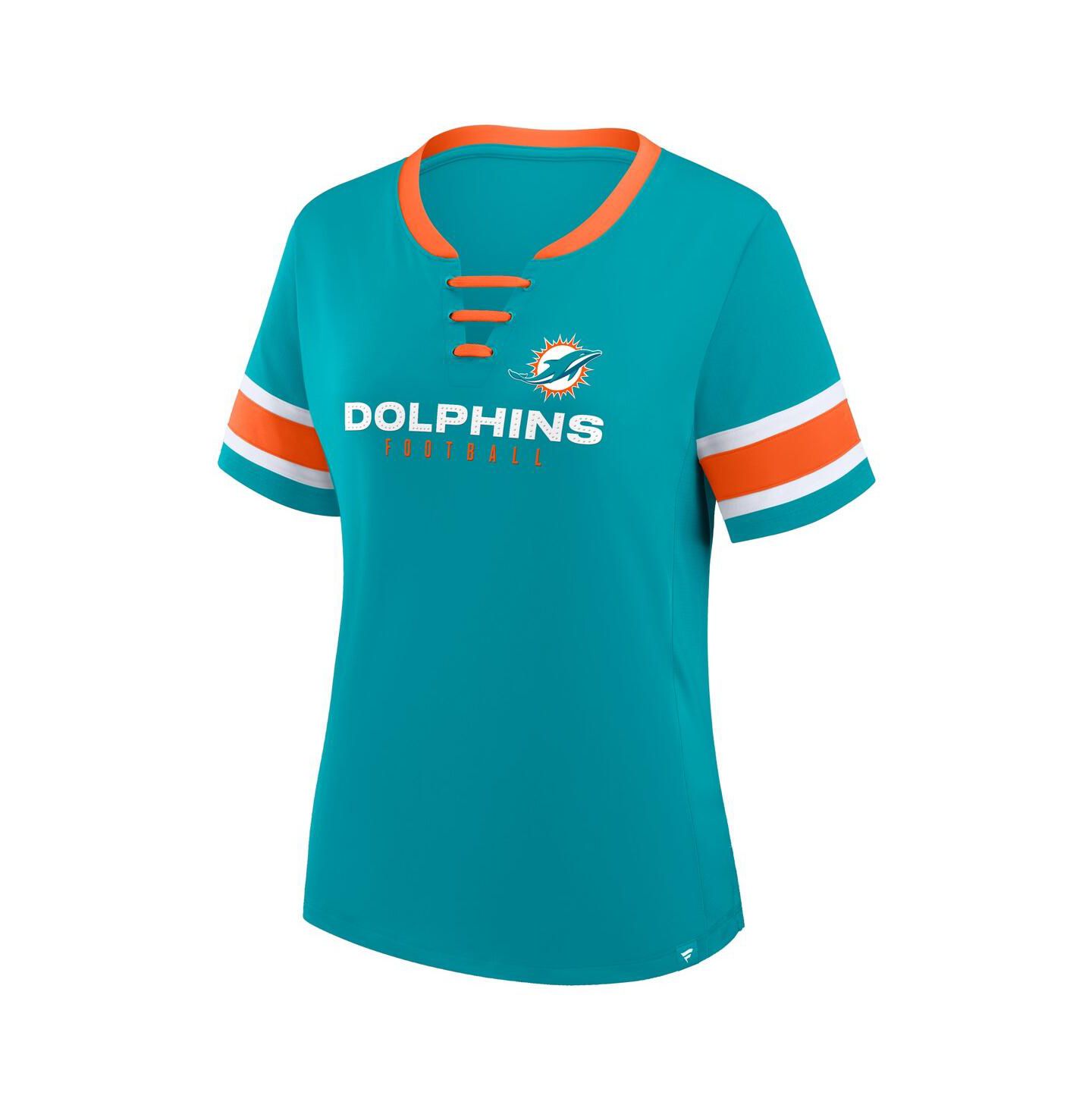 Женская футболка Fanatics Aqua Miami Dolphins Redzone Draw Play Athena Lace-Up — фото 2
