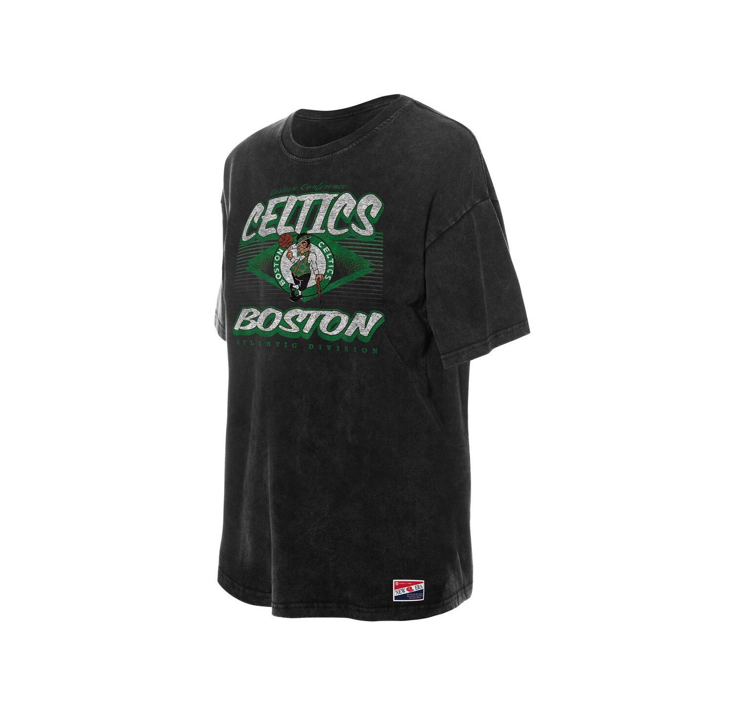 Women's Black Boston Celtics Throwback Mineral Wash Oversized T-Shirt