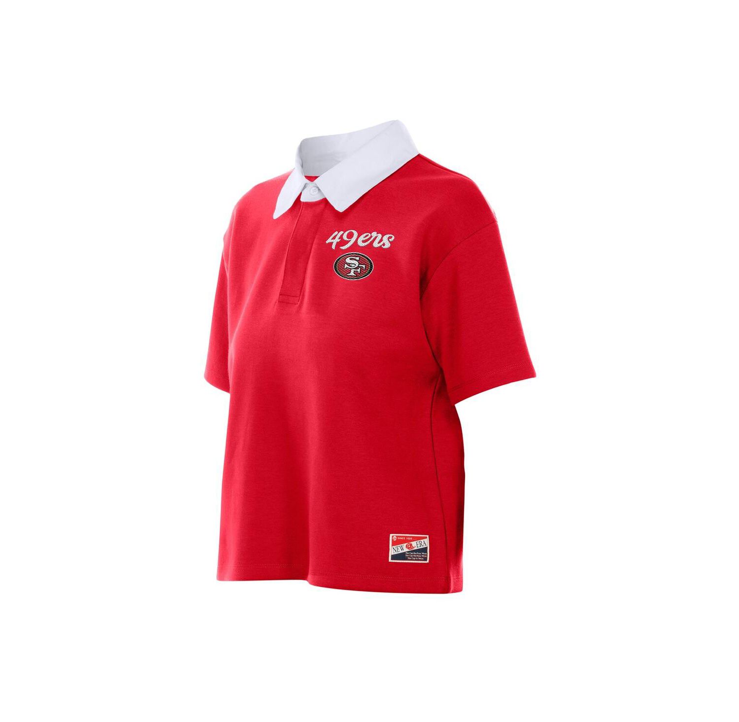 Women's Scarlet San Francisco 49ers Throwback Boxy Cropped Polo Shirt
