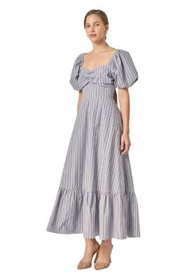 Women's Striped Tie Bck Maxi Dress