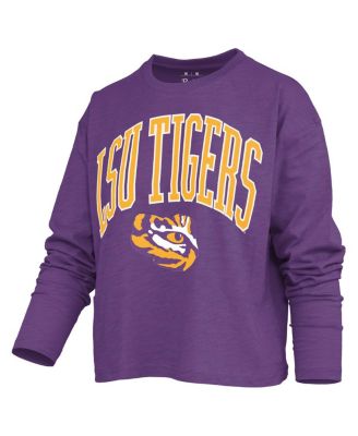 Women's Purple LSU Tigers Motley Boxy Waist-Length Long Sleeve T-Shirt