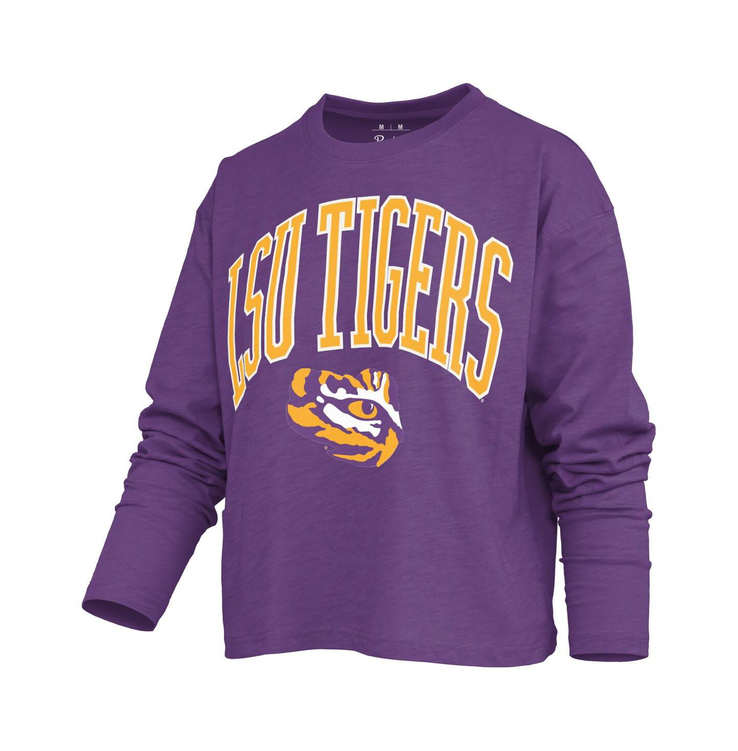 Женская футболка Pressbox Purple LSU Tigers Motley Boxy Waist-Length Long Sleeve — фото 2