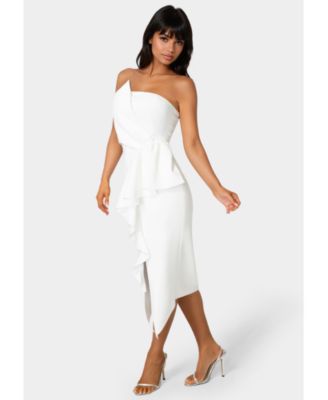 Women's Strapless Cascade Midi Dress
