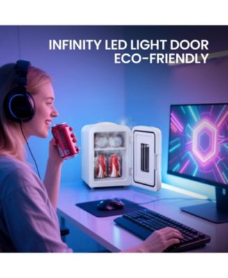 4L Portable Mini Fridge with Vibrant LED Gaming Lights
