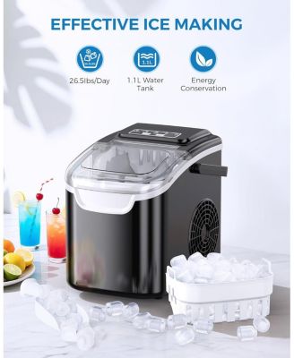 Portable Countertop Ice Maker, Fast Production with 2 Ice Sizes & Self-Cleaning