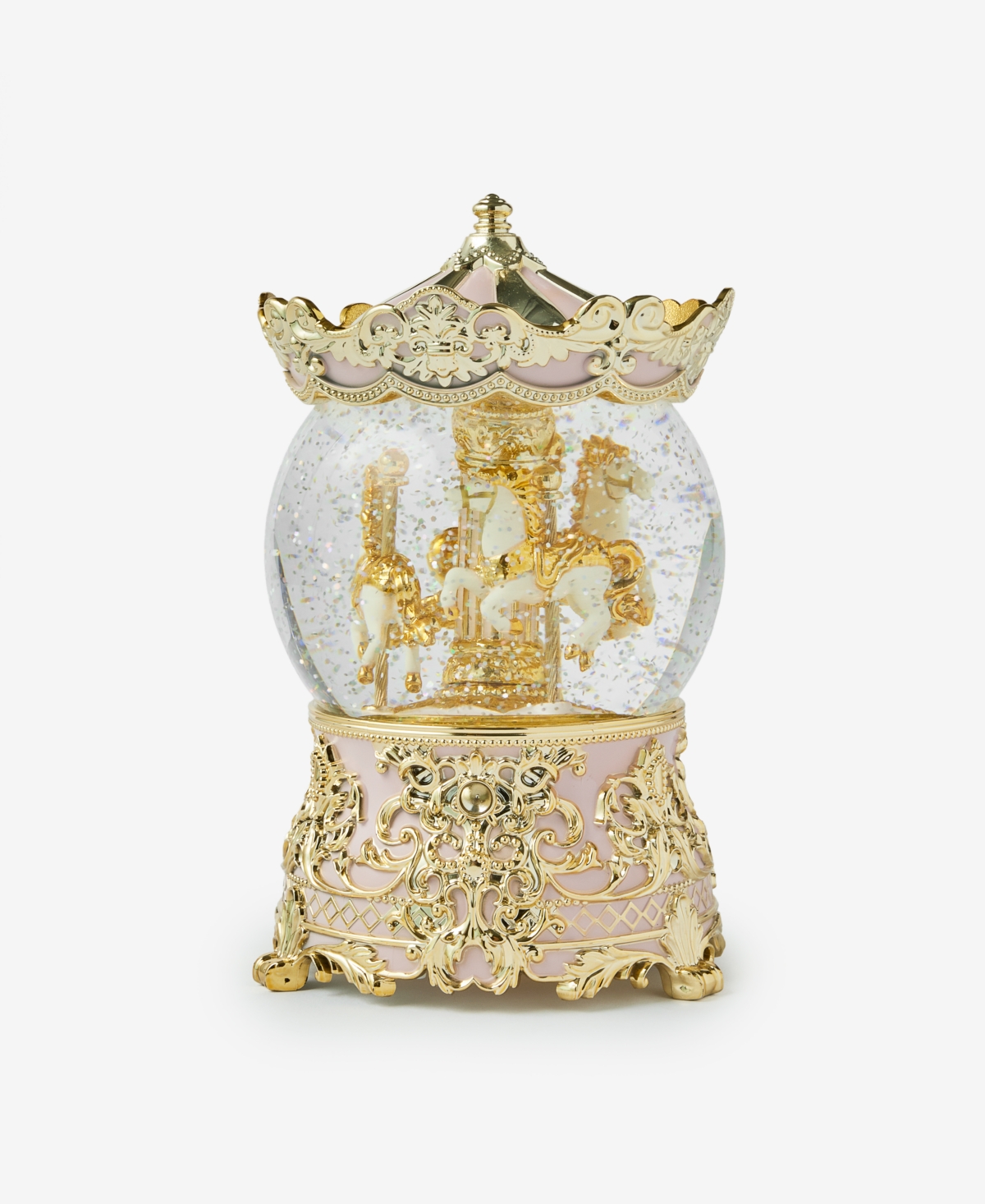 Holiday Lane Opulence Gold and Pink Carousel Water Globe, Macy's Exclusive