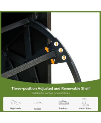 Modern 4 Turn Over Drawer Shoe Storage Cabinet - Adjustable Shelves Space-Saving Wooden Organizer Hollow-Out Panel