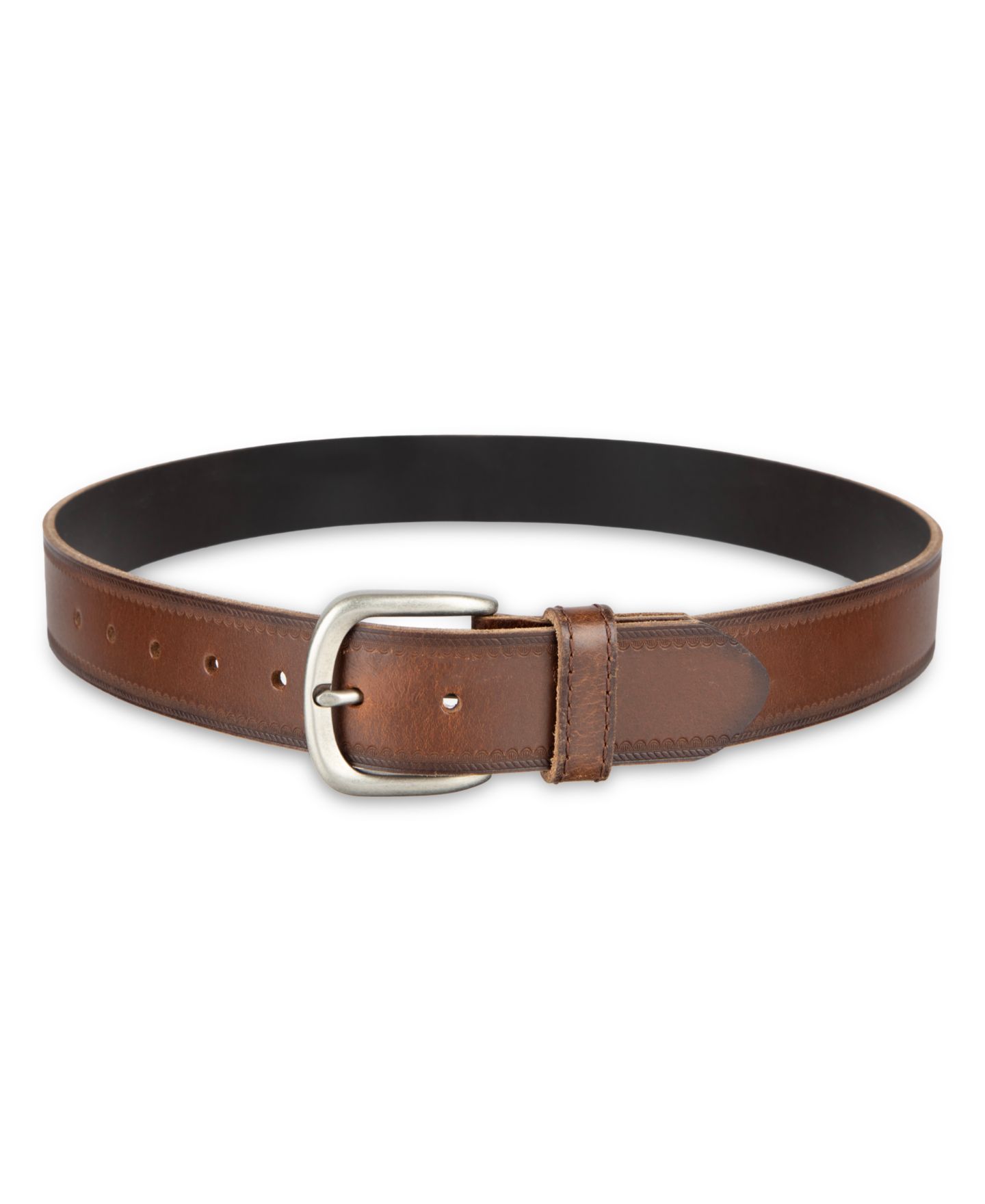 Мужской ремень Levi's Western Edge Embossed Casual Leather Belt, цвет: Рыжевато-коричневый — фото 5
