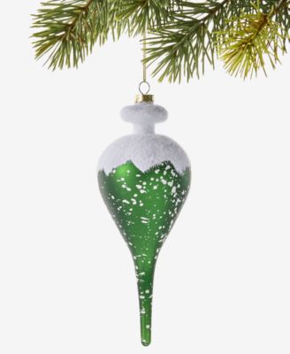 Cozy Cabin Green Snowy Finial Ornament