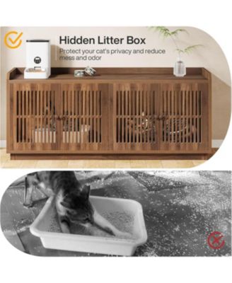 2 Cats Litter Box Enclosure, 55.1-Inch Extra Large Hidden Litter Box Furniture