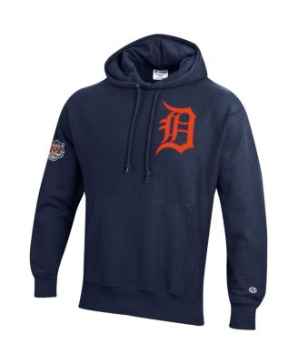 Men's Navy Detroit Tigers Reverse Weave Chenille Hoodie