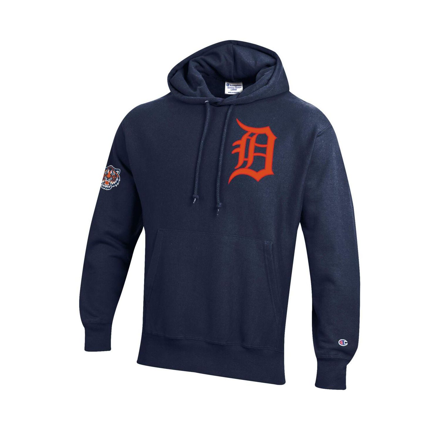 Men's Navy Detroit Tigers Reverse Weave Chenille Hoodie