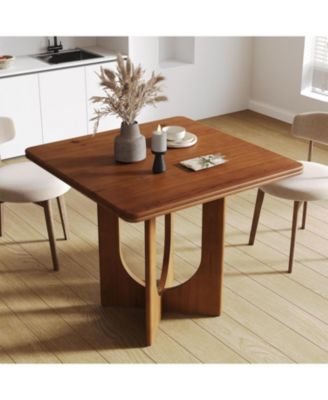Wooden Square Dining Table for 2-4 People, Small Dinner Table for Dining Room, Kitchen, Small Space