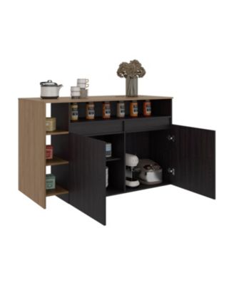 Abril Kitchen Island with Storage Cabinet, Shelves and Appliance Space