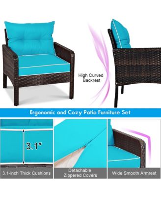 5 Piece Rattan Wicker Sectional   Furniture Set Patio Set w/ Cushion