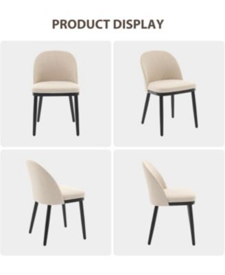 Upholstered Dining Chairs Set of 6, Fabric Chairs with Thick Cushion and Curved Back, Beige