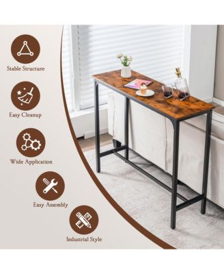 48'' Rectangular Bar Table Kitchen Dining Table w/ Steel Frame & Adjustable Feet
