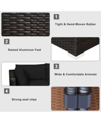 6PCS Rattan Patio Sectional Sofa Set Outdoor Furniture Set w/ Cushions