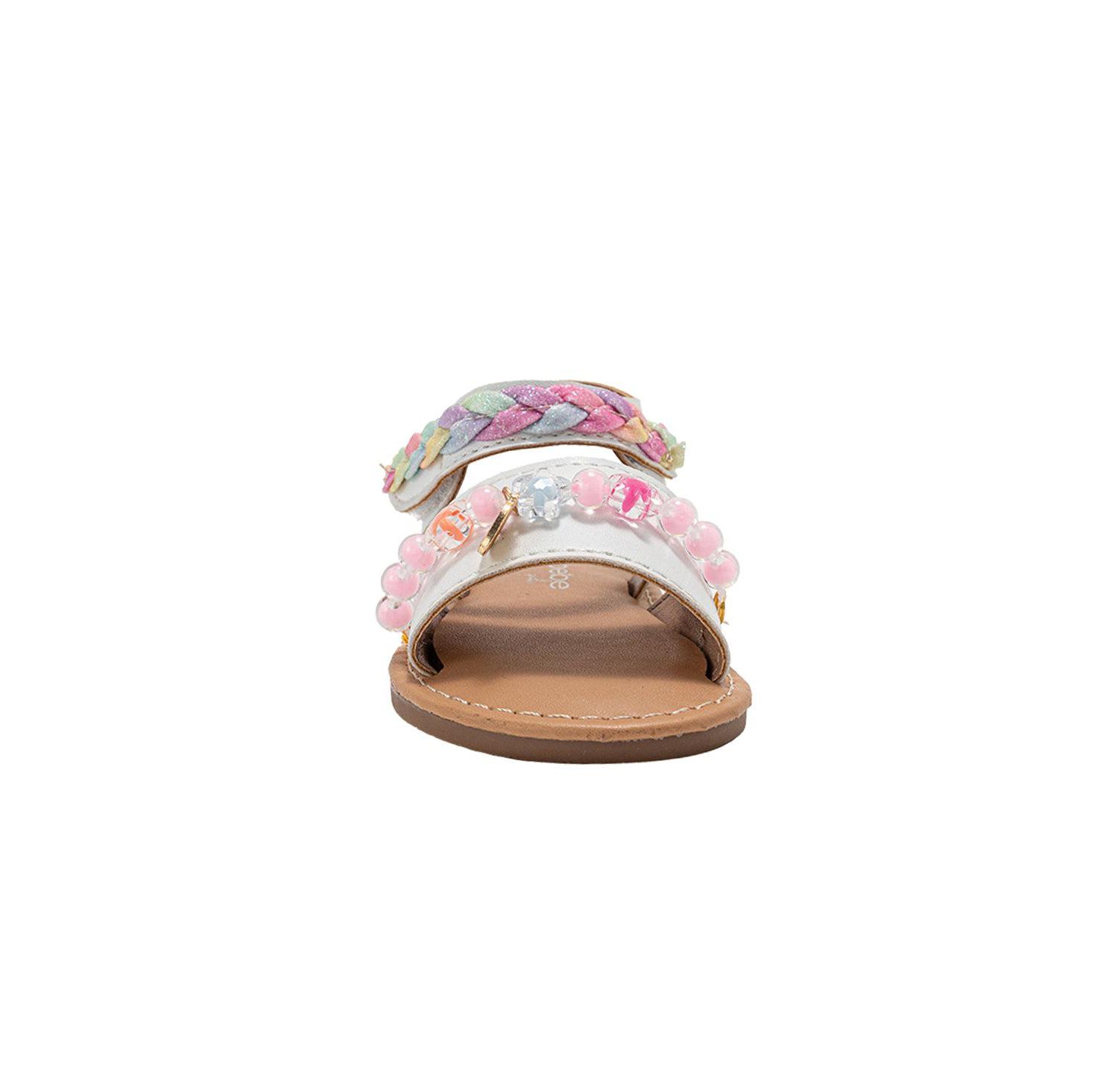 Toddler Girl's Fashion Sandals - Dressy Shoes with Glitter Braid and Bracelet Accent